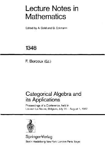 Handbook of Categorical Algebra