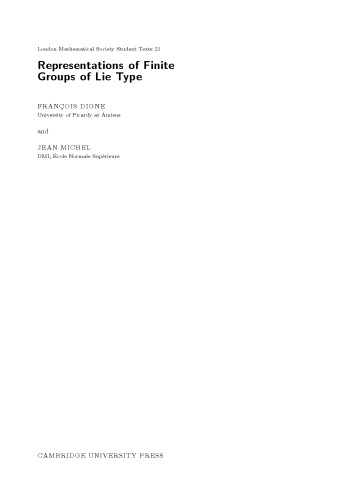 Representations of Finite Groups of Lie Type