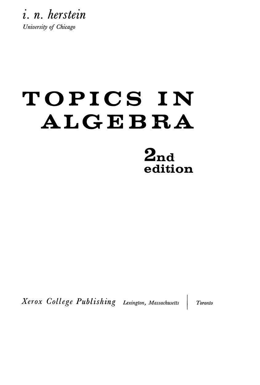 Topics in Algebra