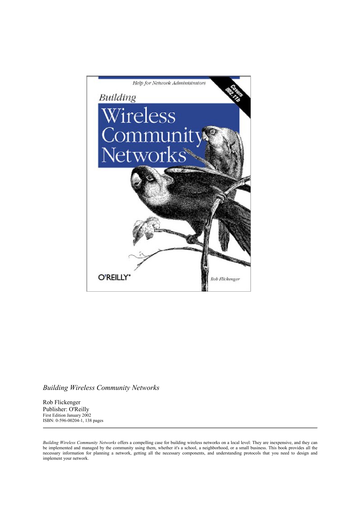 Building  Wireless Community Networks