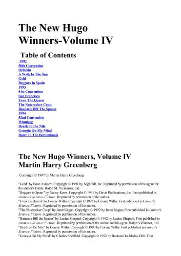 The New Hugo Winners, Volume IV, 1992-1994