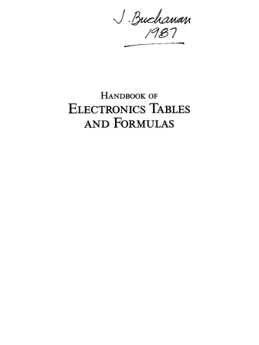 Handbook Of Electronics Tables And Formulas