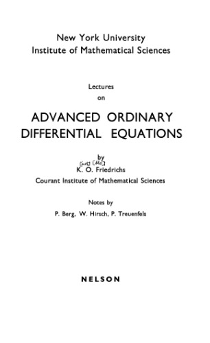 Advanced Ordinary Differential