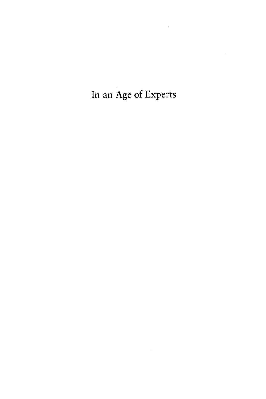 In an Age of Experts