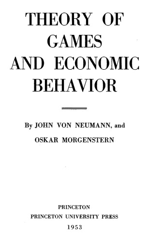 Theory of Games and Economic Behavior