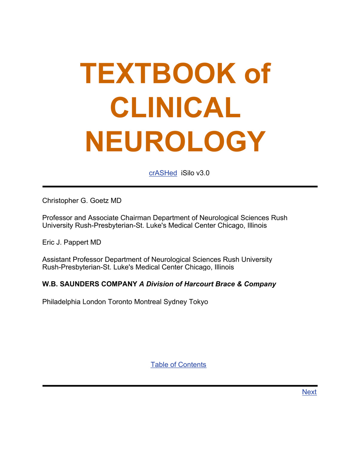 Textbook Of Clinical Neurology