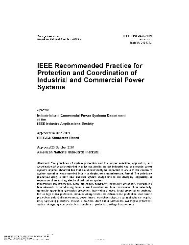 Recommended Practice for Protection and Coordination of Industrial and Commercial Power Systems Buff Book