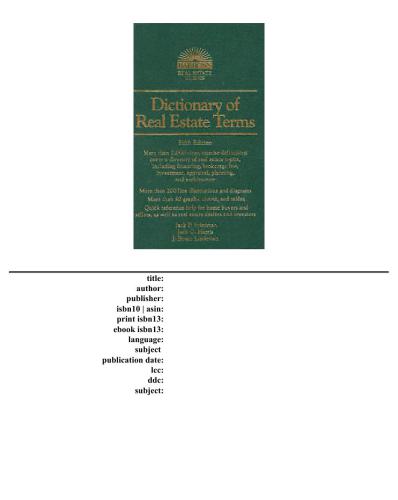 Dictionary of Real Estate Terms