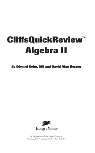 CliffsQuickReview Algebra II