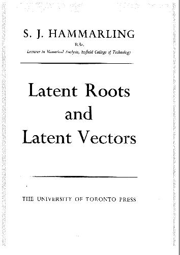 Latent Roots And Latent Vectors