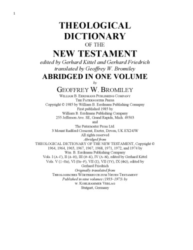 Theological Dictionary of the New Testament