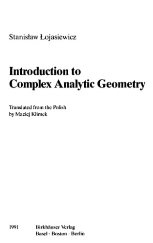 Introduction to Complex Analytic Geometry