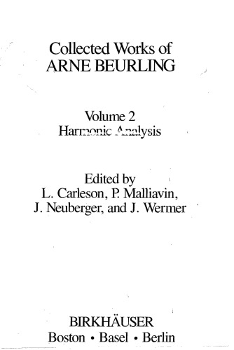 The Collected Works Of Arne Beurling