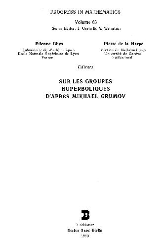 Sur Les Groupes Hyperboliques d'Apr�s Mikhael Gromov