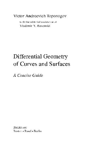 Differential Geometry of Curves and Surfaces