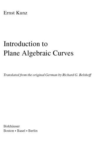 Introduction to Plane Algebraic Curves