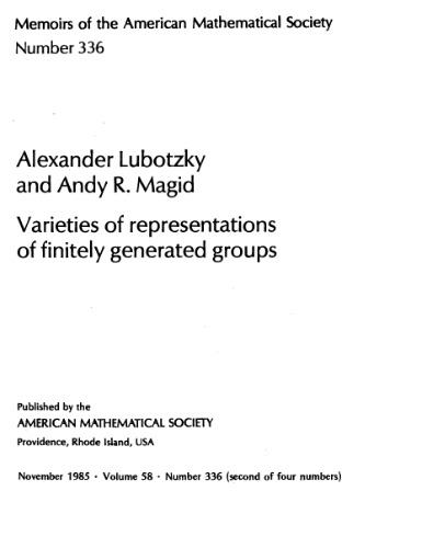 Varieties Of Representations Of Finitely Generated Groups