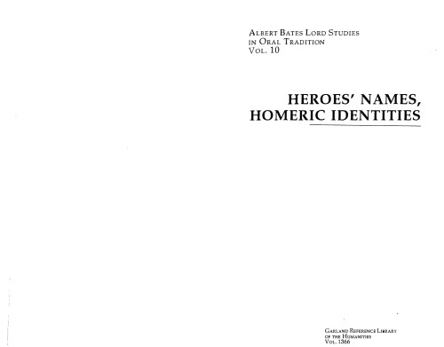 Heroes' Names, Homeric Identities