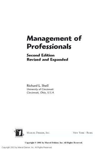 Management of Professionals, Revised and Expanded
