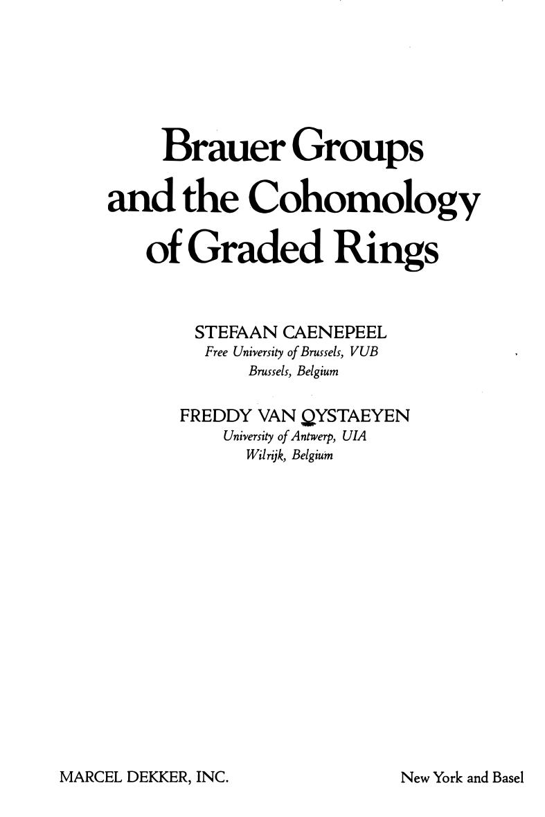 Brauer Groups and the Cohomology of Graded Rings