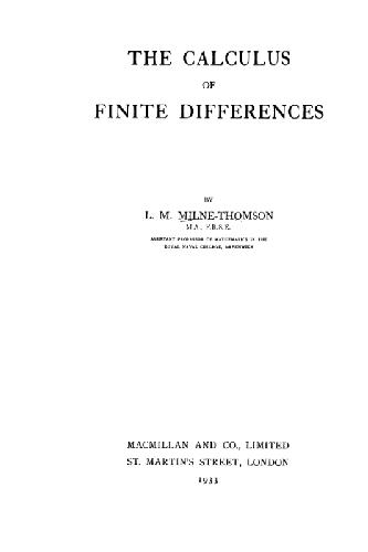 The calculus of finite differences