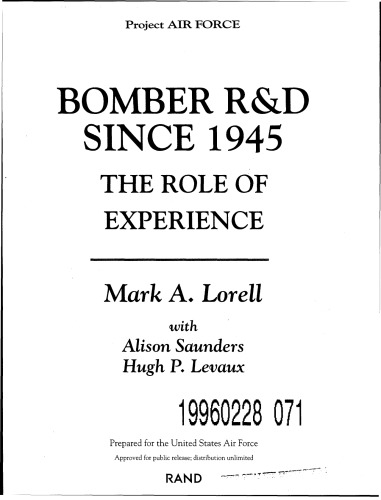 Bomber R&amp;D Since 1945