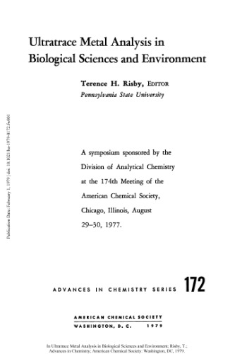 Ultratrace Metal Analysis In Biological Sciences And Environment