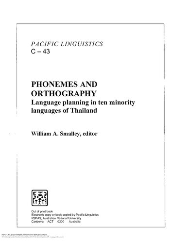 Phonemes and orthography : language planning in ten minority languages of Thailand