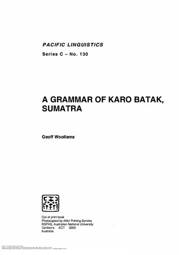 A Grammar Of Karo Batak, Sumatra