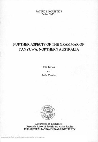 Further Aspects Of The Grammar Of Yanyuwa, Northern Australia