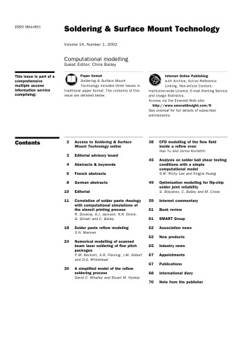 Soldering & surface mount technology Vol. 14, No. 1, Computational modelling