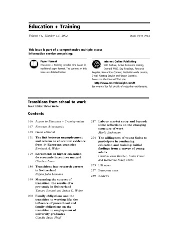 Education + training Vol. 44, No. 4/5, Transitions from school to work