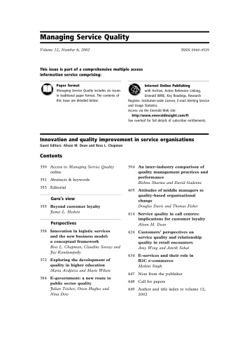 Innovation and quality improvement in service organizations