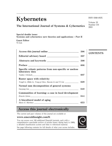 Systems and cybernetics : new theories and applications