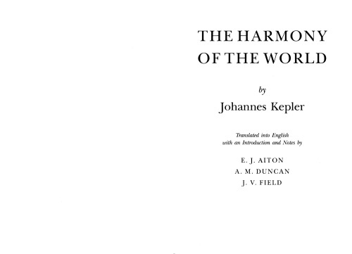 The Harmony of the World by Johannes Kepler