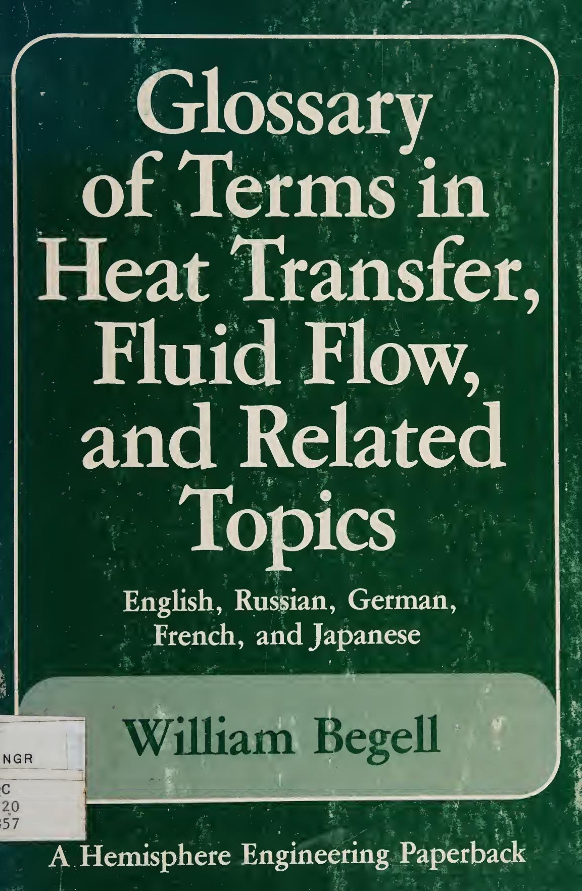 Glossary of Terms in Heat Trans