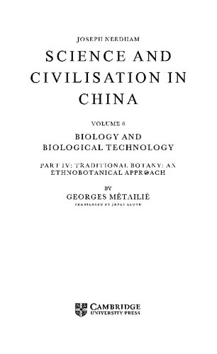 Science and Civilisation in China, Volume 6