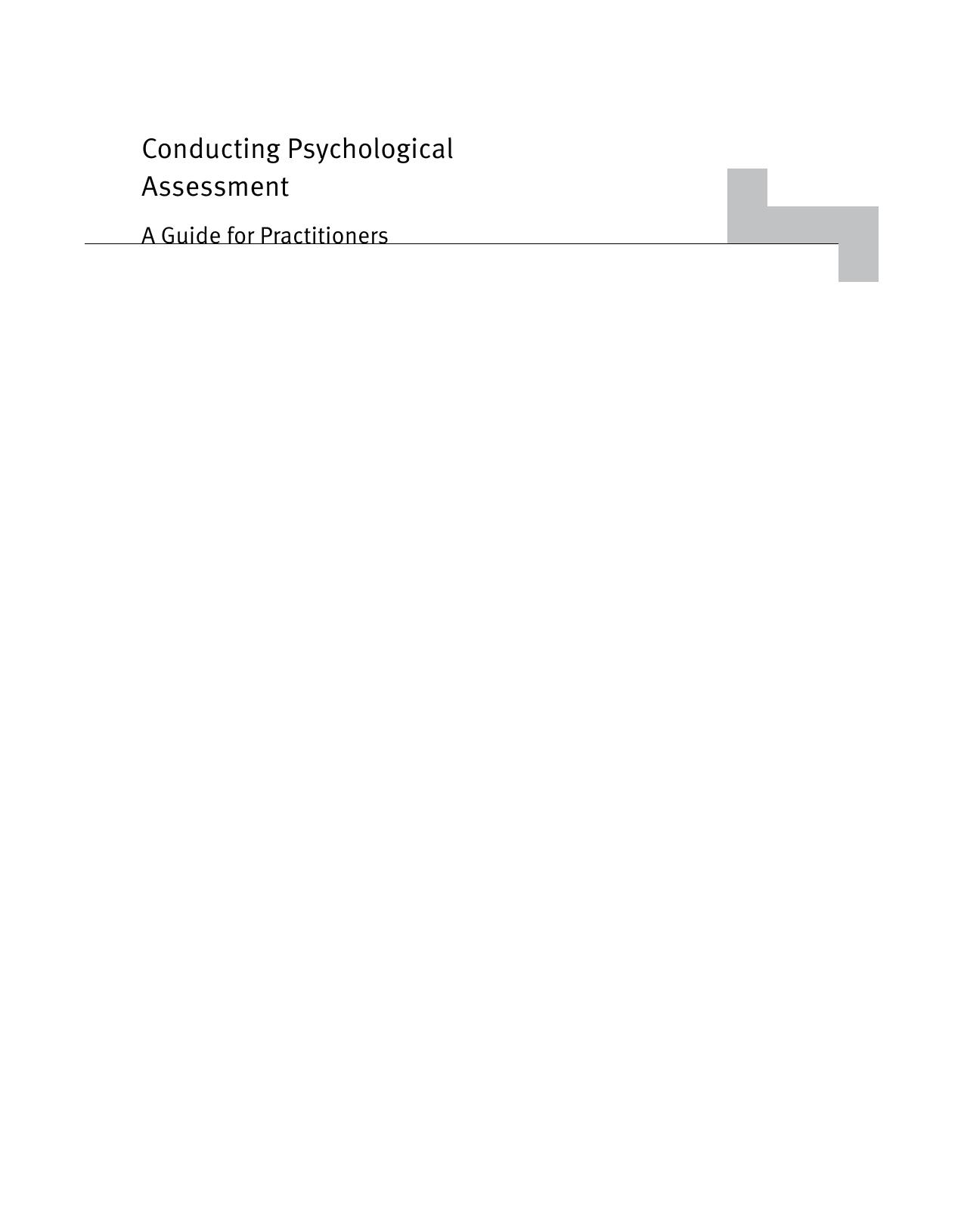 Conducting Psychological Assessment
