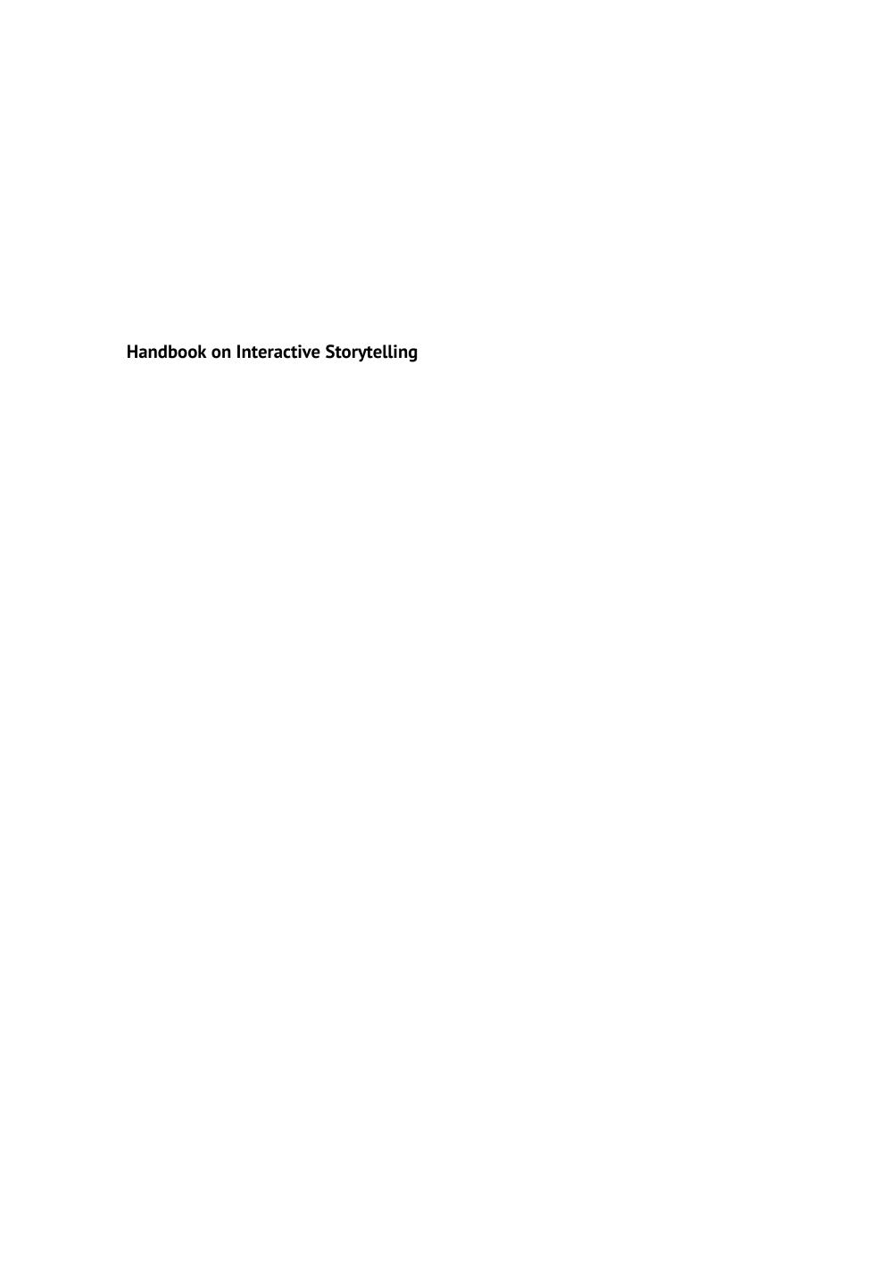 Handbook on Interactive Storytelling