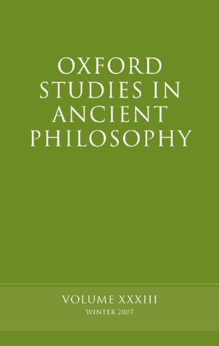 Oxford Studies in Ancient Philosophy XXXIII