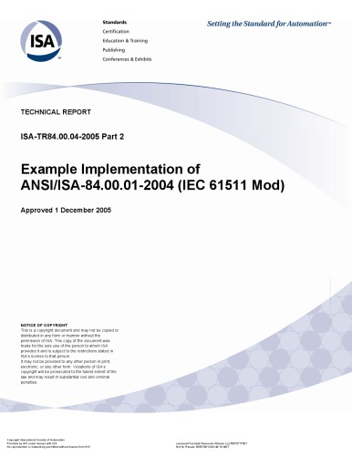 Example Implementation of   ANSI/ISA-84.00.01-2004 (IEC 61511 Mod)