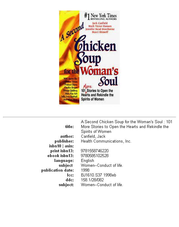 A Second Chicken Soup for the Woman's Soul