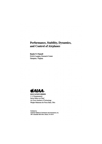 Performance, Stability, Dynamics, and Control of Airplanes, Second Edition