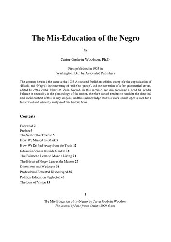 The Mis-Education of the Negro