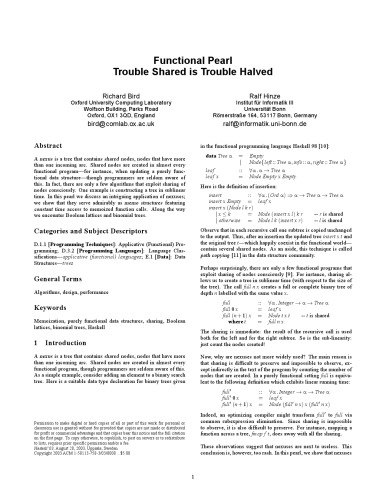 Proceedings of the ACM Sigplan 2003 Haskell Workshop