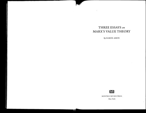 Three Essays on Marx's Value Theory