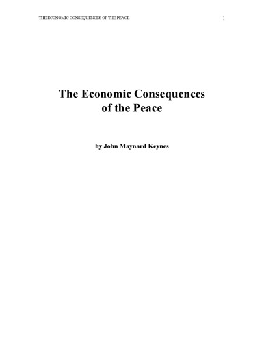 The Economic Consequences Of The Peace