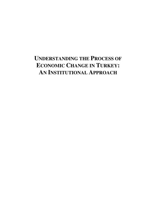 Understanding The Process Of Economic Change In Turkey