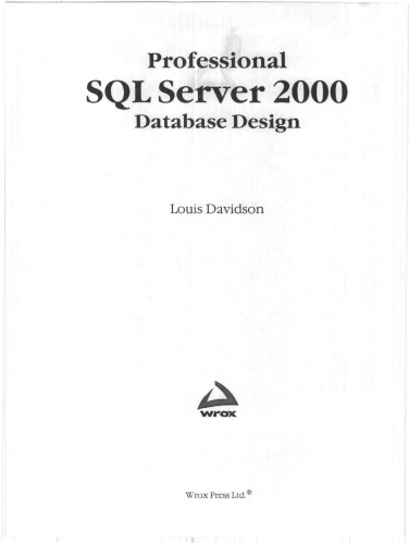 Professional SQL Server 2000 Database Design