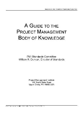 A Guide To The Project Management Body Of Knowledge